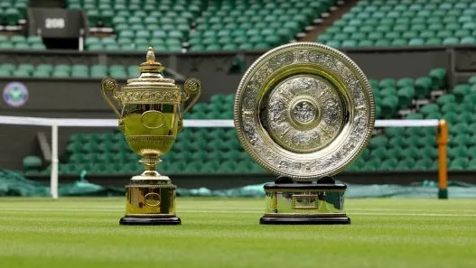 trophées Wimbledon 2025 tennis posés sur le gazon