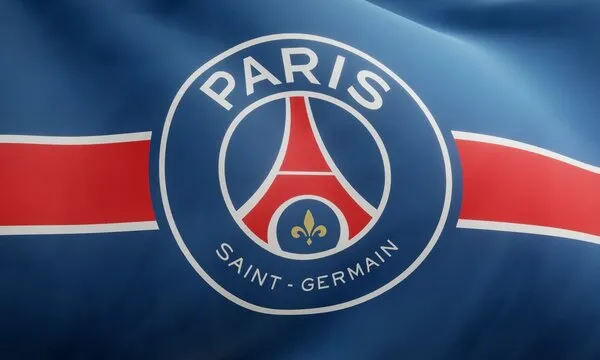 Logo du PSG avec le calendrier des matchs 2025-2026 en Ligue 1 et Champions League